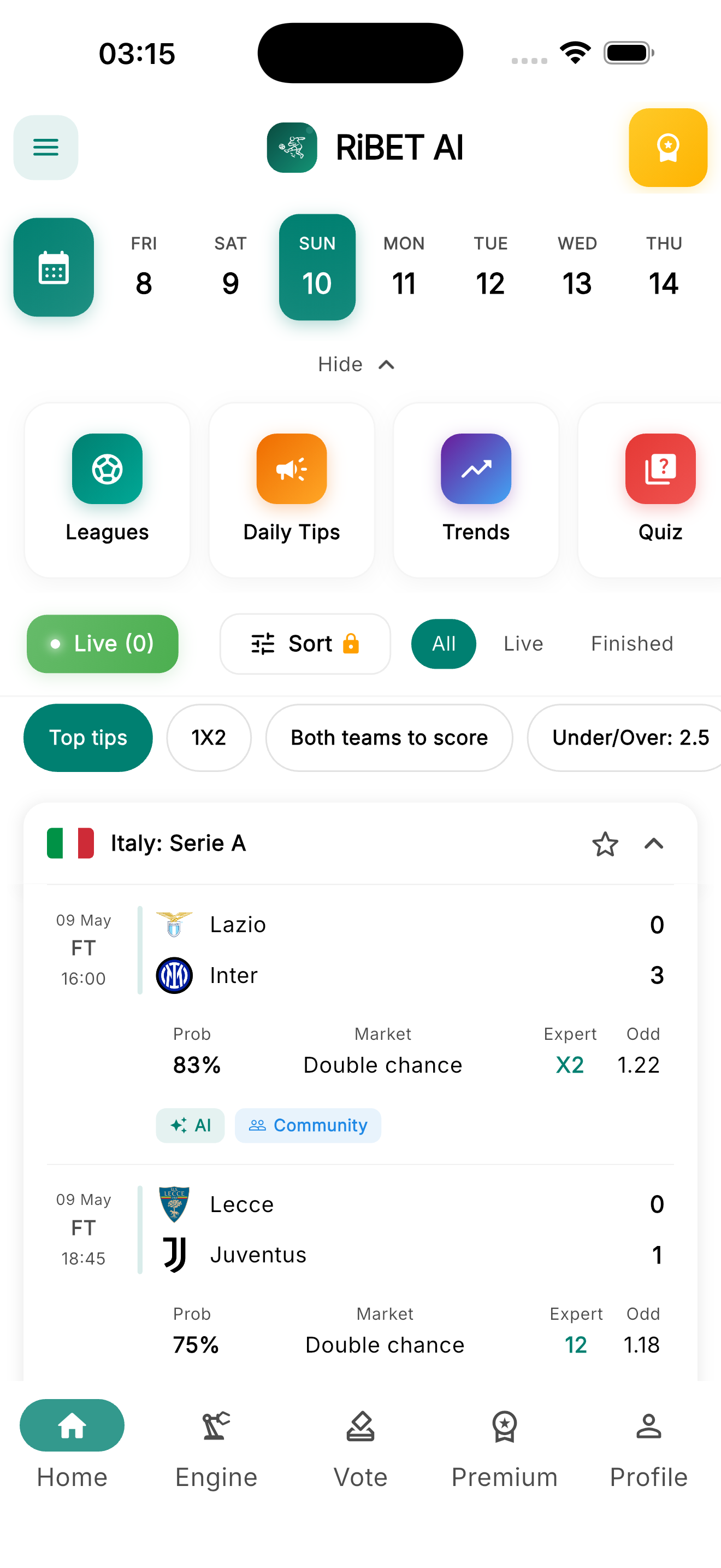 RiBET AI App Screenshot